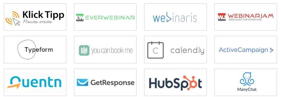 Convertchat lässt sich mit mit vielen Marketing-Tools über Schnittstellen verbinden, was deinen Chatbot zum ultimativen Umsatzbooster macht
